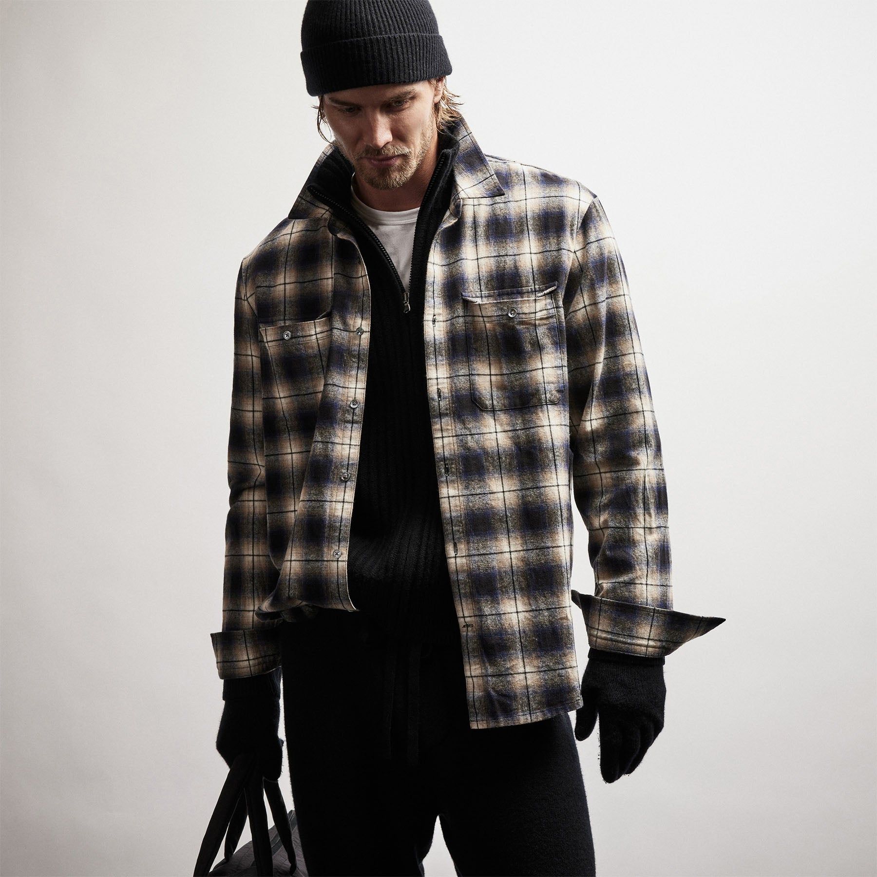 Plaid Flannel Shirt - Midnight sold by James Perse