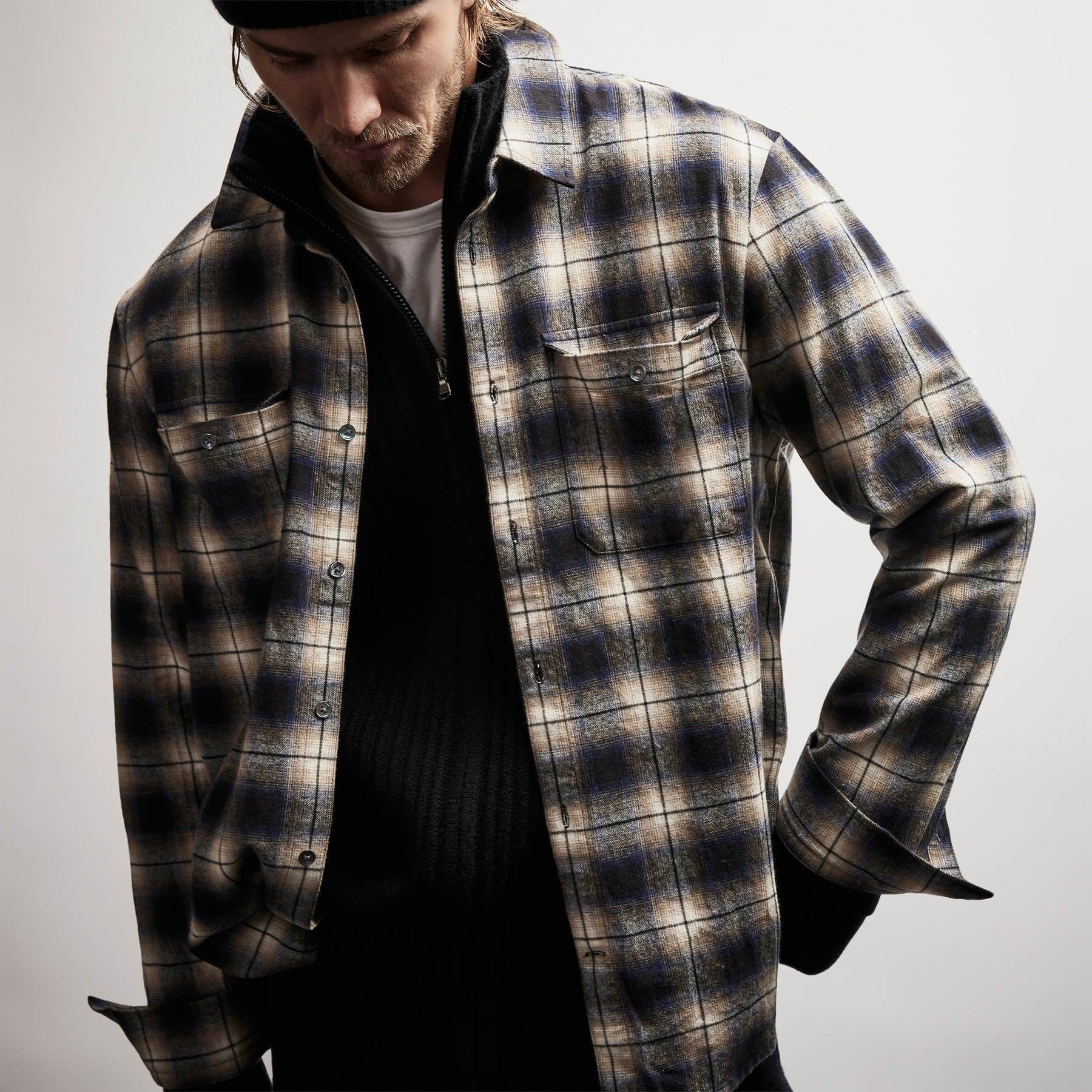 Plaid Flannel Shirt - Midnight sold by James Perse product image thumbnail 2