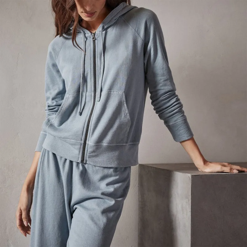 Vintage French Terry Zip Up Hoodie - Ocean Mist Pigment sold by James Perse