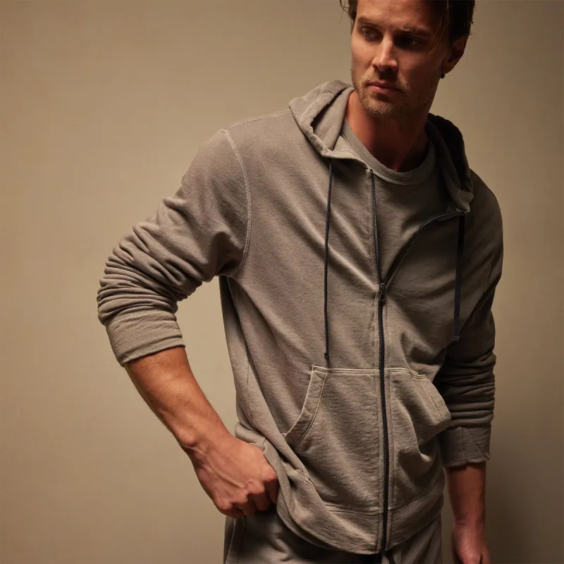 Vintage French Terry Zip Up Hoodie - Silver Grey Pigment sold by James Perse