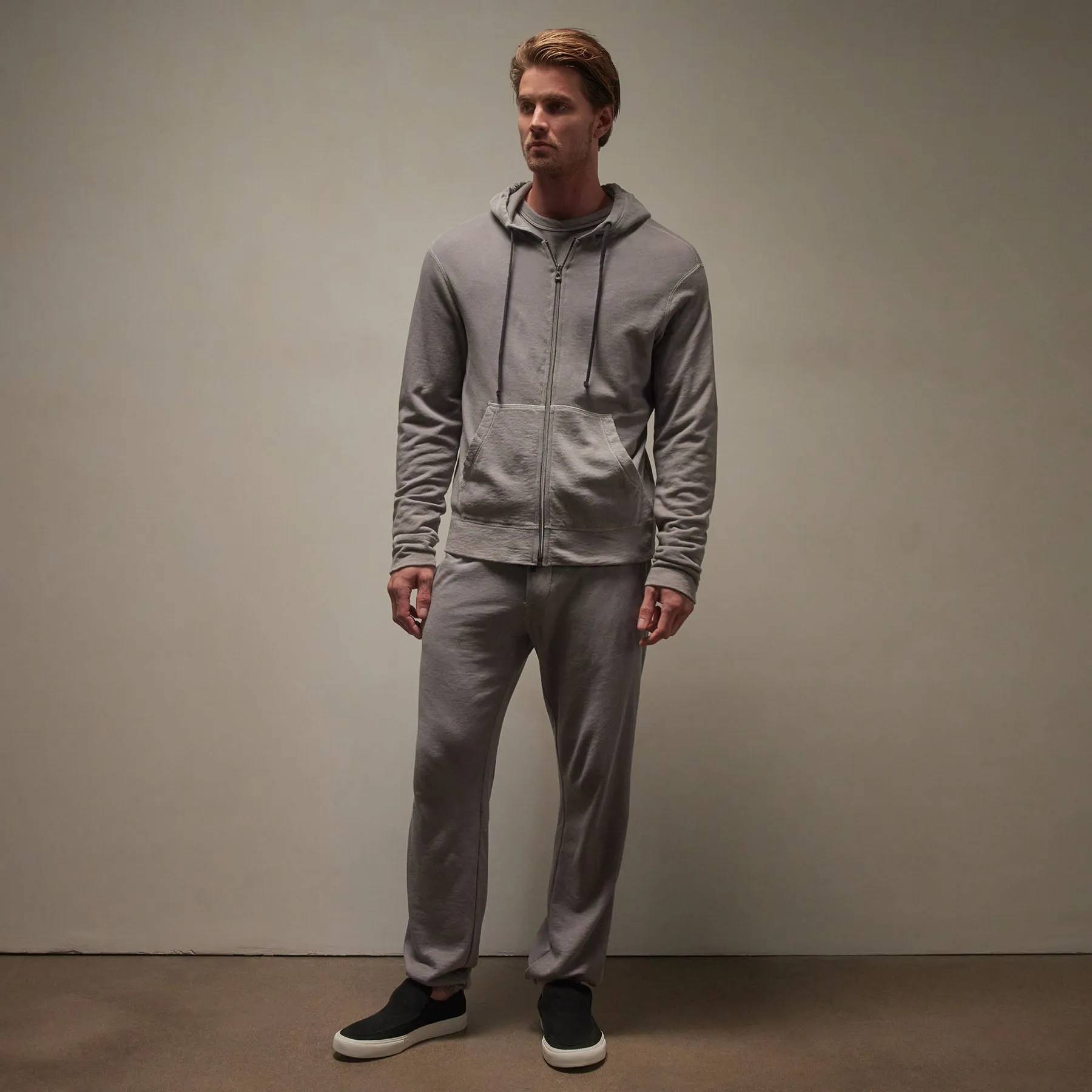 Vintage French Terry Zip Up Hoodie - Silver Grey Pigment sold by James Perse product image thumbnail 3
