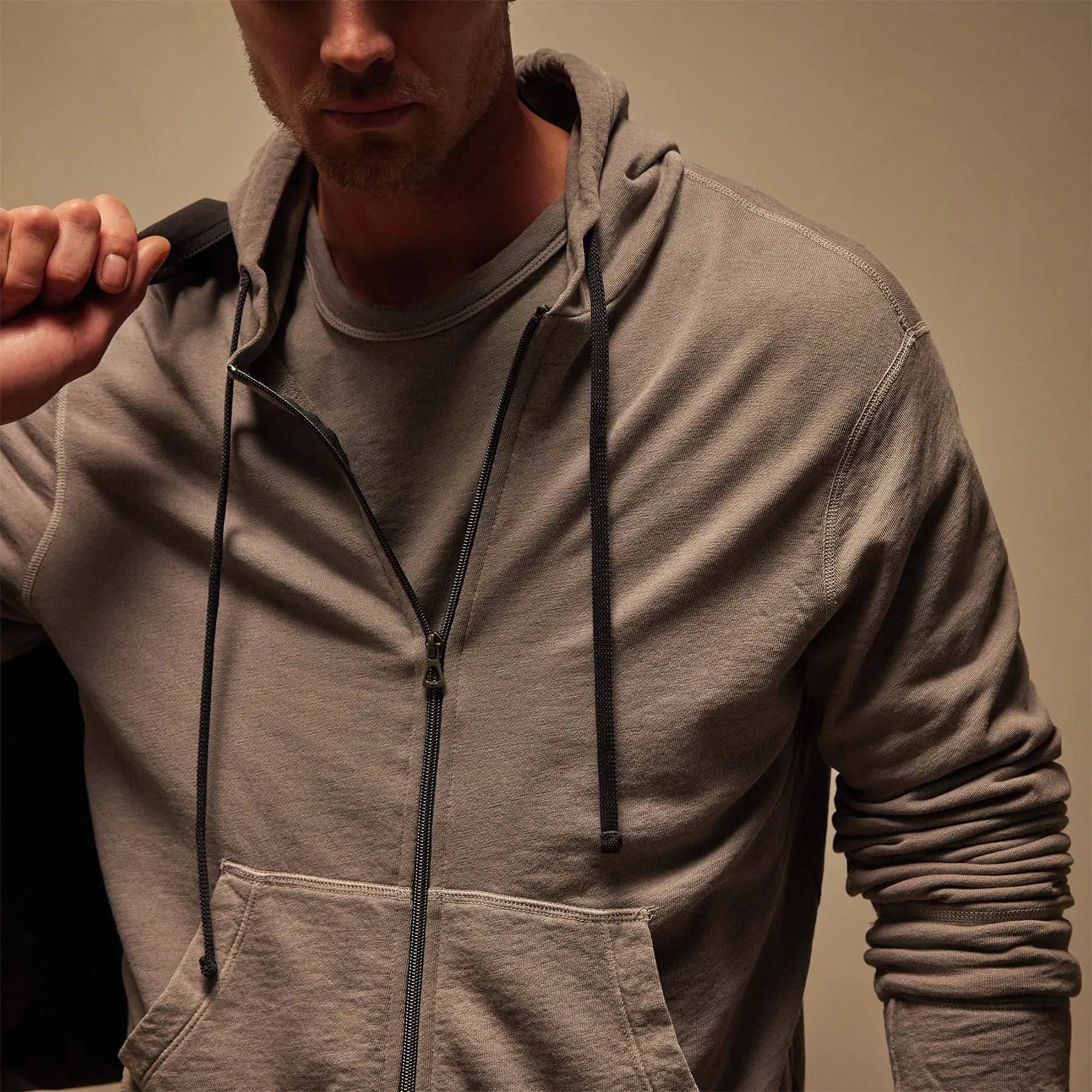 Vintage French Terry Zip Up Hoodie - Silver Grey Pigment sold by James Perse product image thumbnail 2