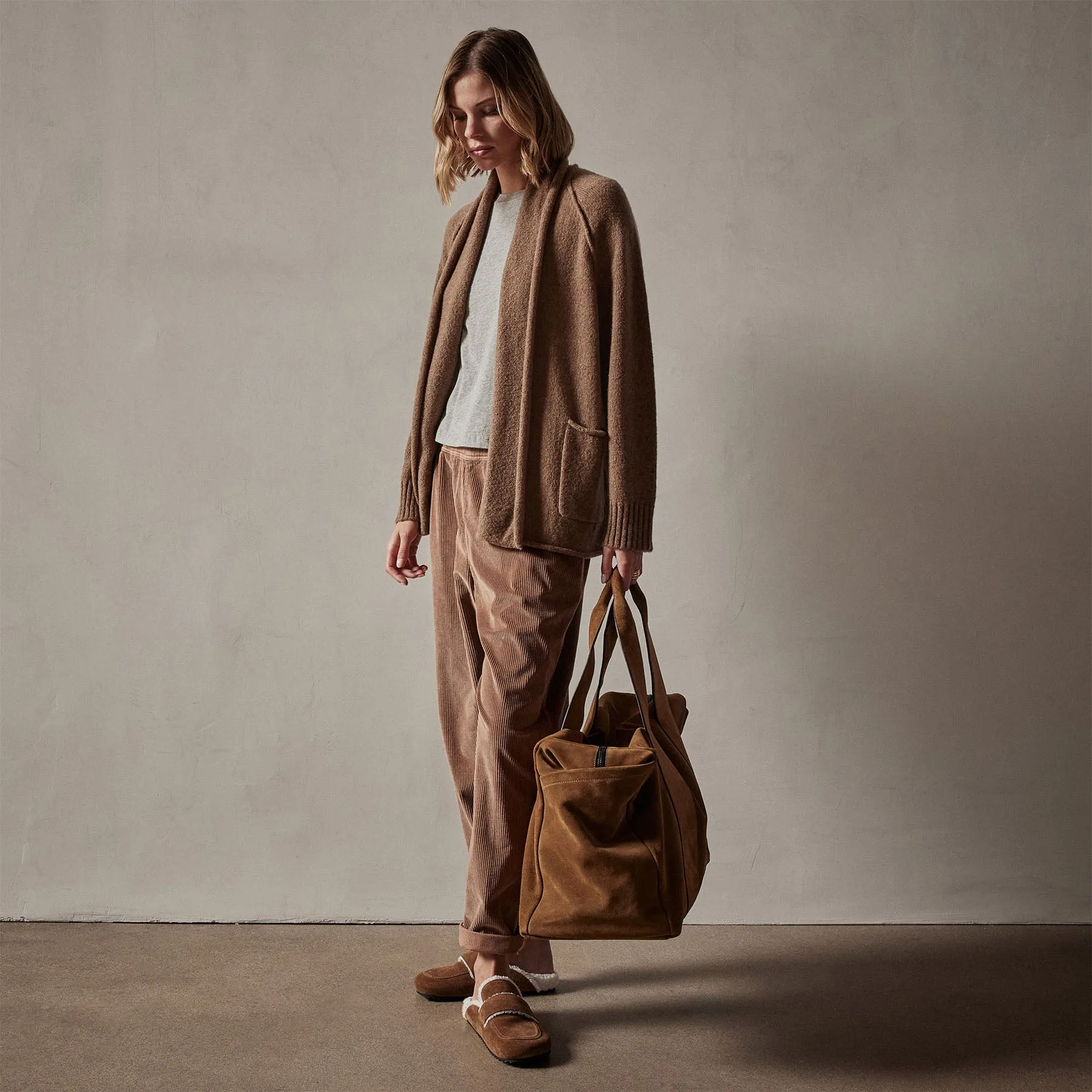 Cashmere Shawl Collar Relaxed Cardigan - Chestnut sold by James Perse