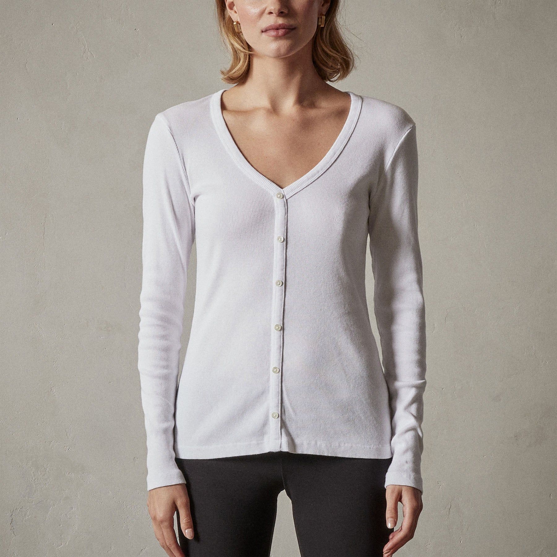 Button Front Top - White sold by James Perse