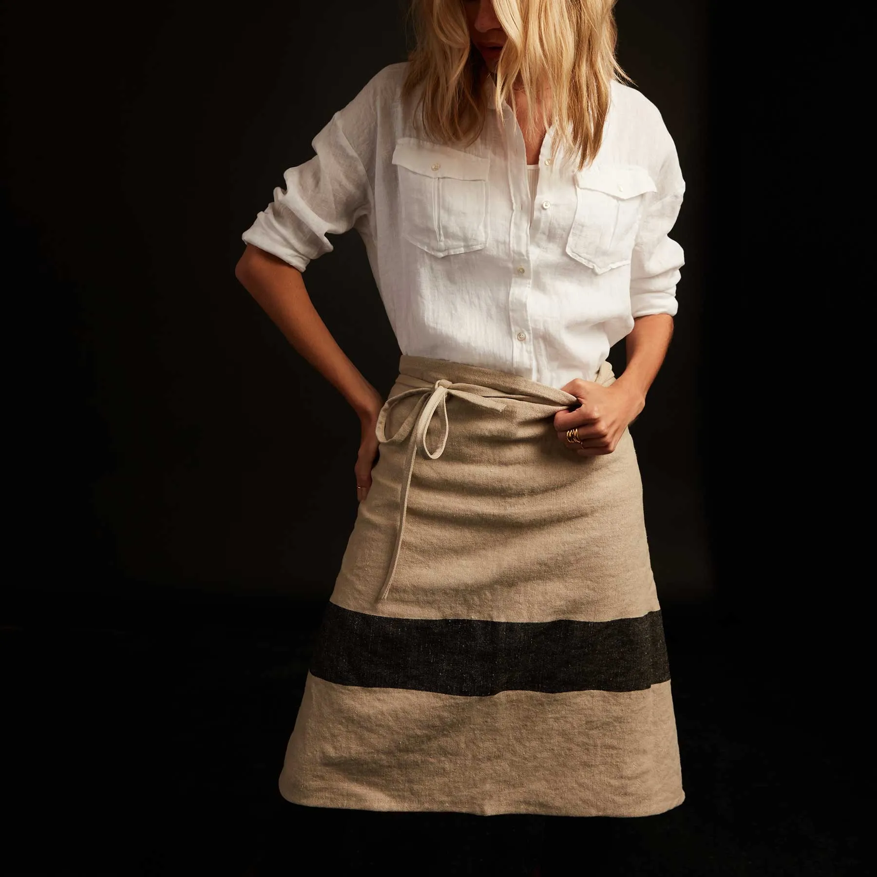 Single Stripe Half Apron - Natural/Black sold by James Perse product image thumbnail 3