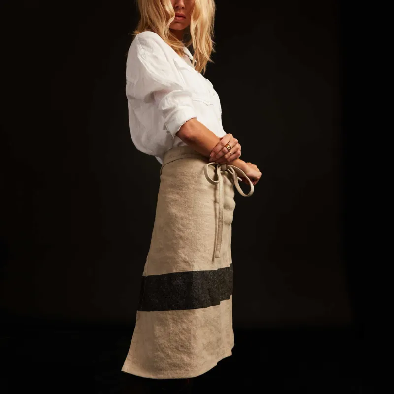 Single Stripe Half Apron - Natural/Black sold by James Perse
