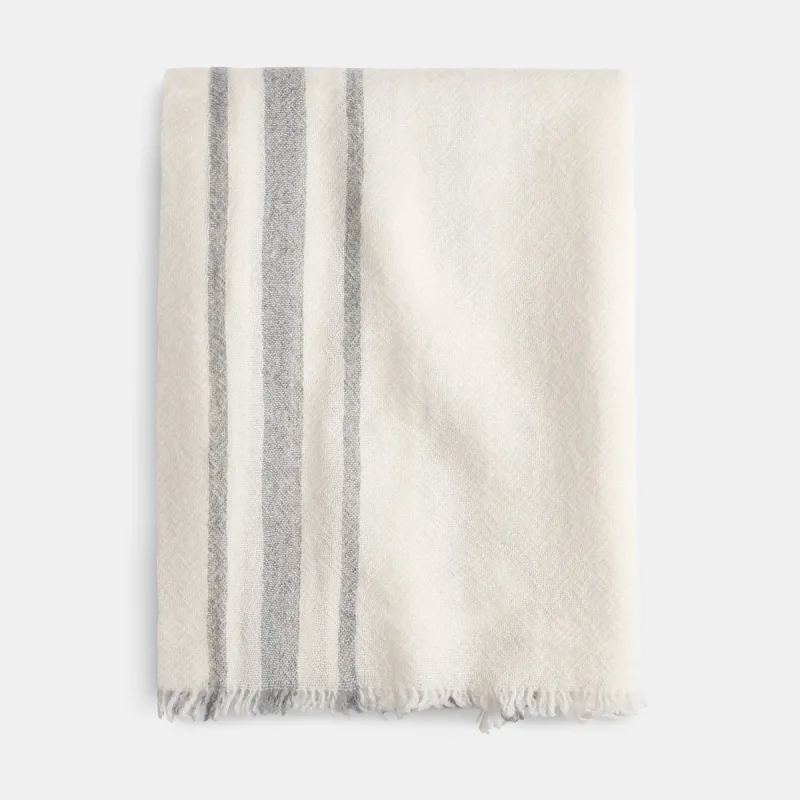 Sarti Cashmere Striped Scarf - Ivory/Flannel sold by James Perse