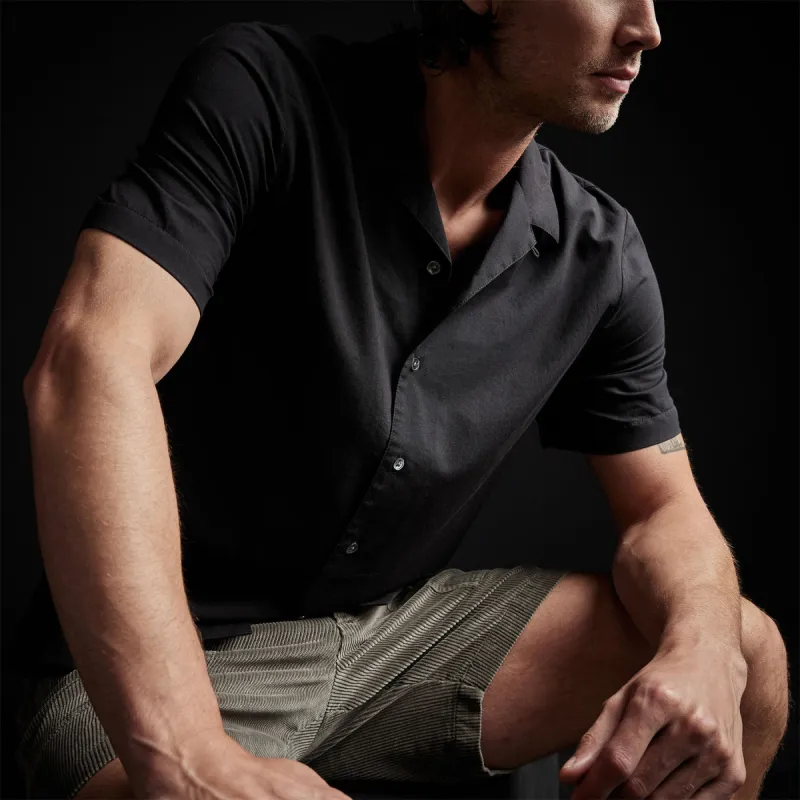 Double Layer Short Sleeve Shirt - Black/Silt sold by James Perse