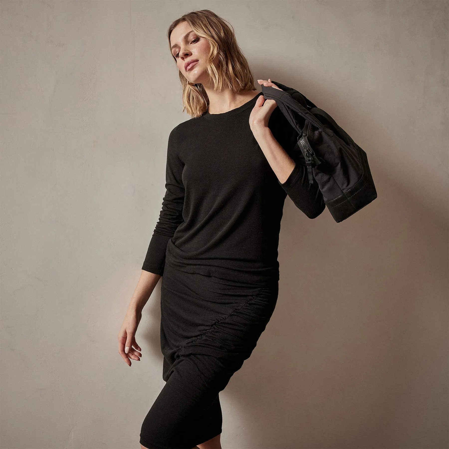 Tencel Cashmere Crewneck - Black sold by James Perse product image thumbnail 3