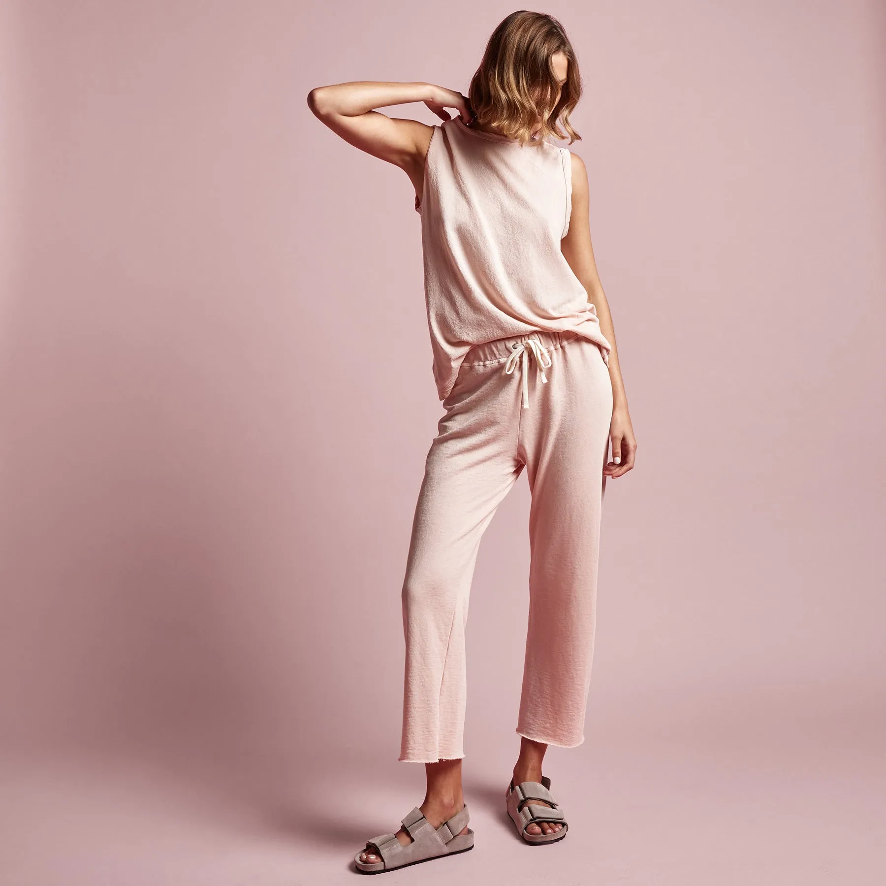 Vintage French Terry Cutoff Sweatpant - Nougat Pigment sold by James Perse