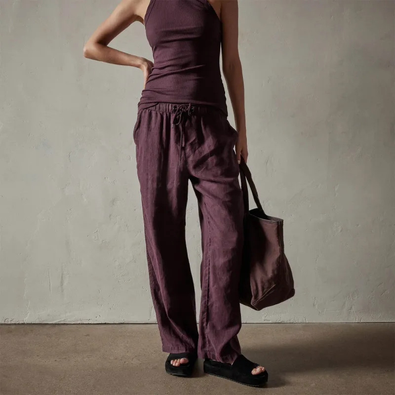 Lightweight Linen Pant - Eggplant sold by James Perse