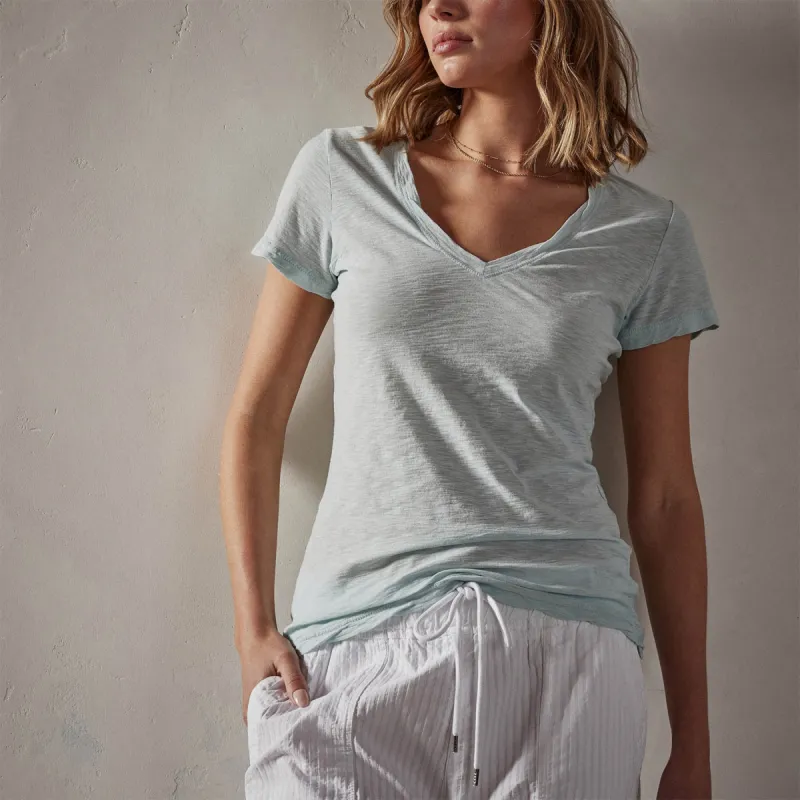 Sheer Slub Casual V Neck - Ocean Spray sold by James Perse