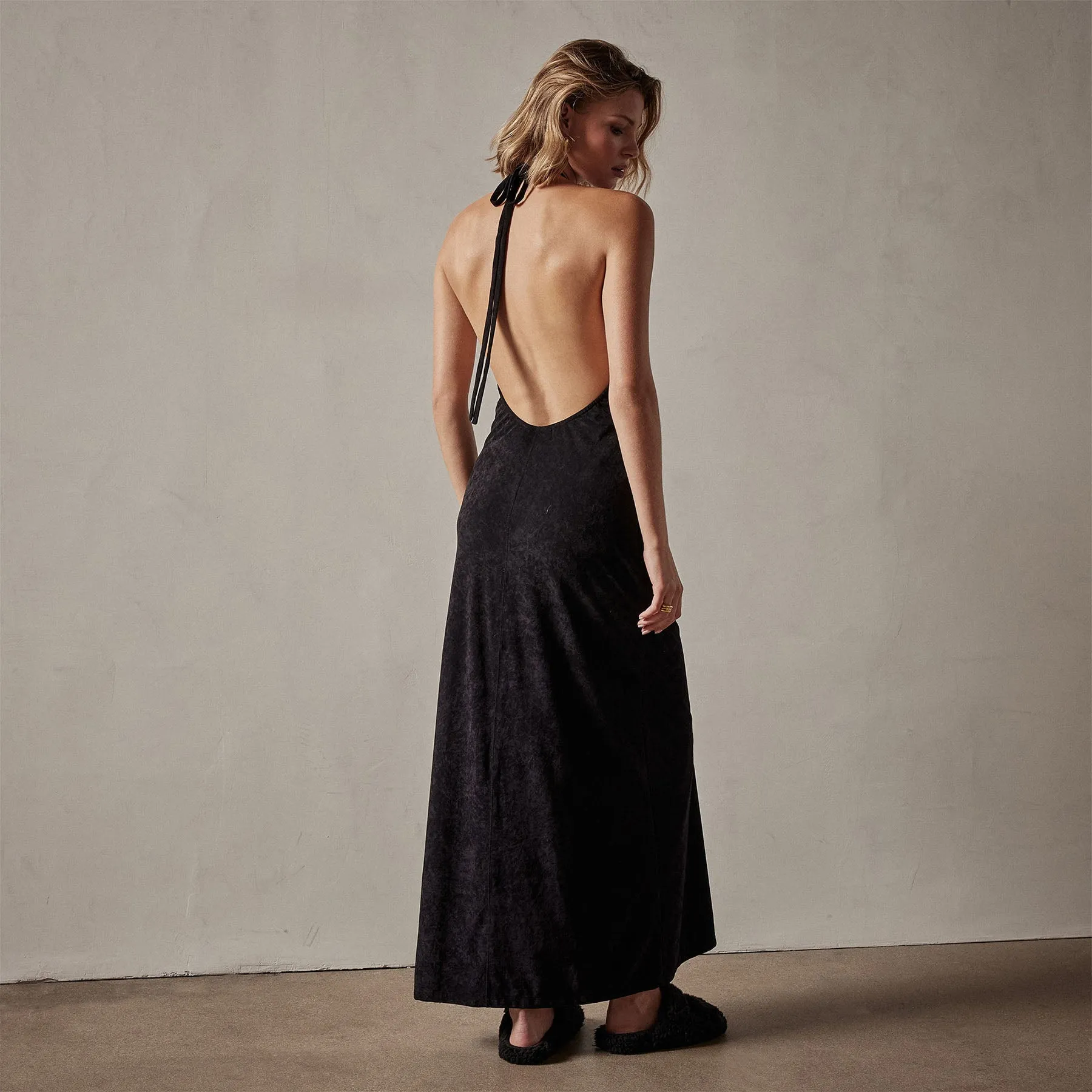 Stretch Velvet Halter Dress - Black sold by James Perse product image thumbnail 2