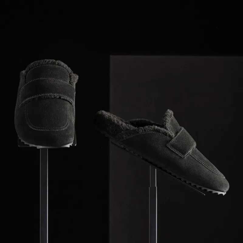 Women's Suede Shearling Loafer - Black/Black sold by James Perse