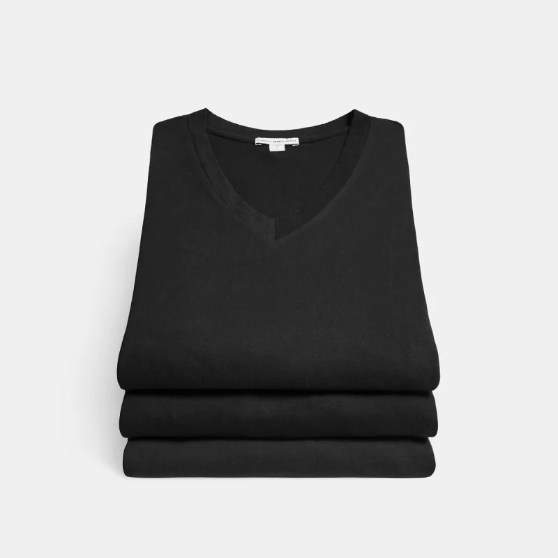 3 Pack Short Sleeve V Neck Tee - Black made by James Perse