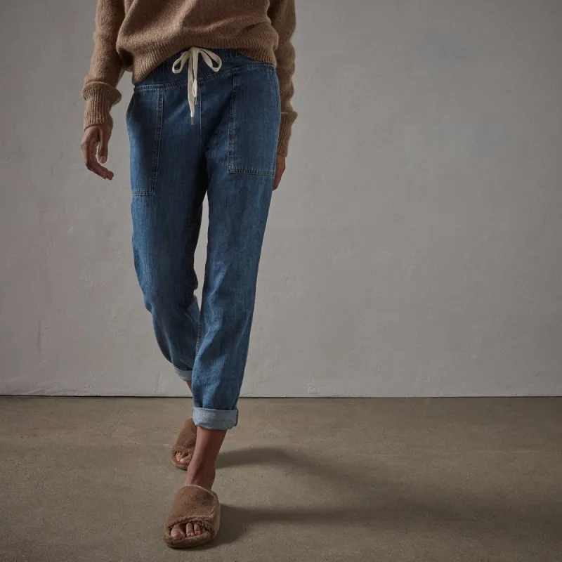 Lightweight Denim Contrast Pant - Blue Denim sold by James Perse