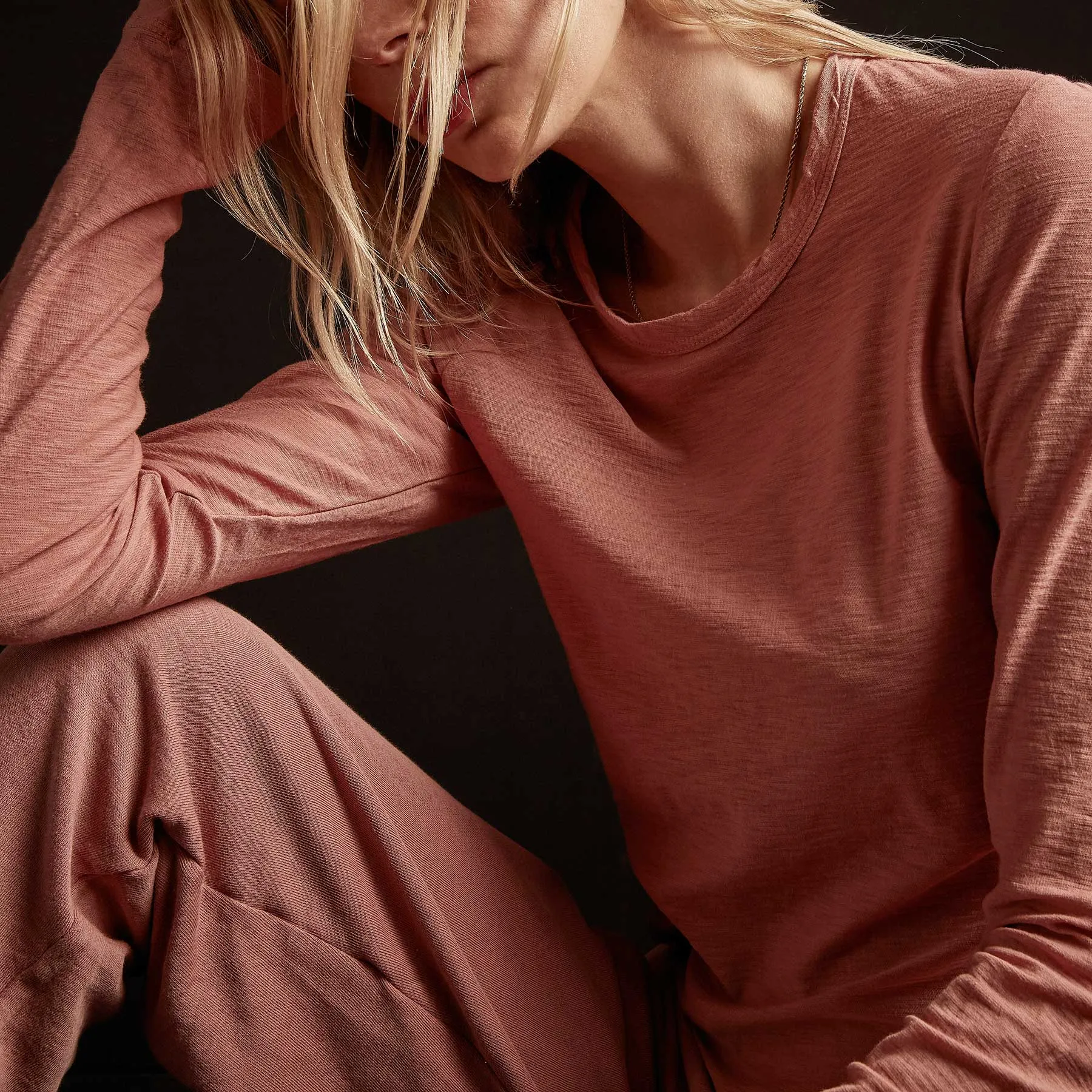 Sheer Slub Long Sleeve Crew - Old Rose sold by James Perse product image thumbnail 2