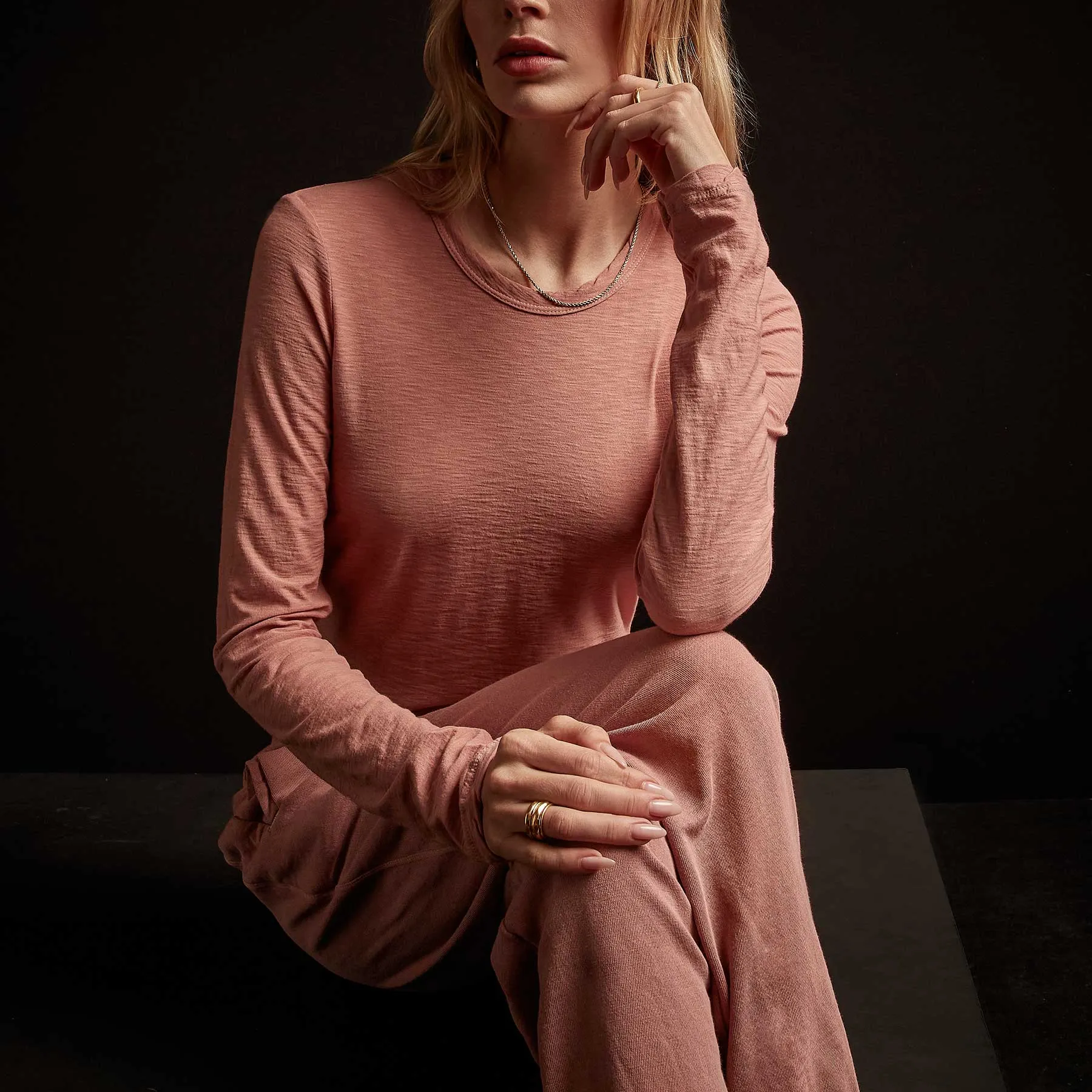 Sheer Slub Long Sleeve Crew - Old Rose sold by James Perse product image thumbnail 3