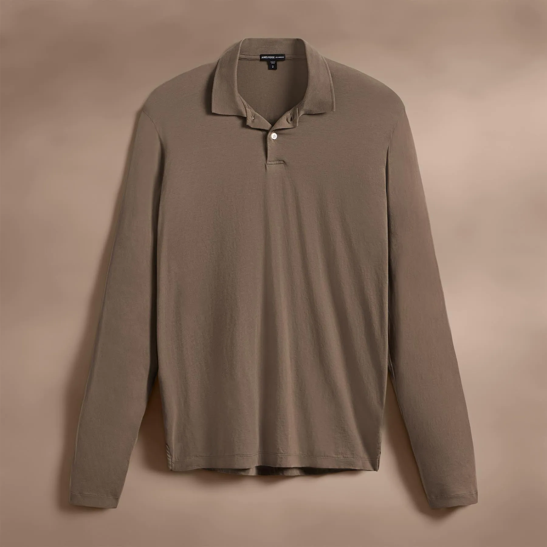 Luxe Lotus Jersey Long Sleeve Polo - Peet sold by James Perse