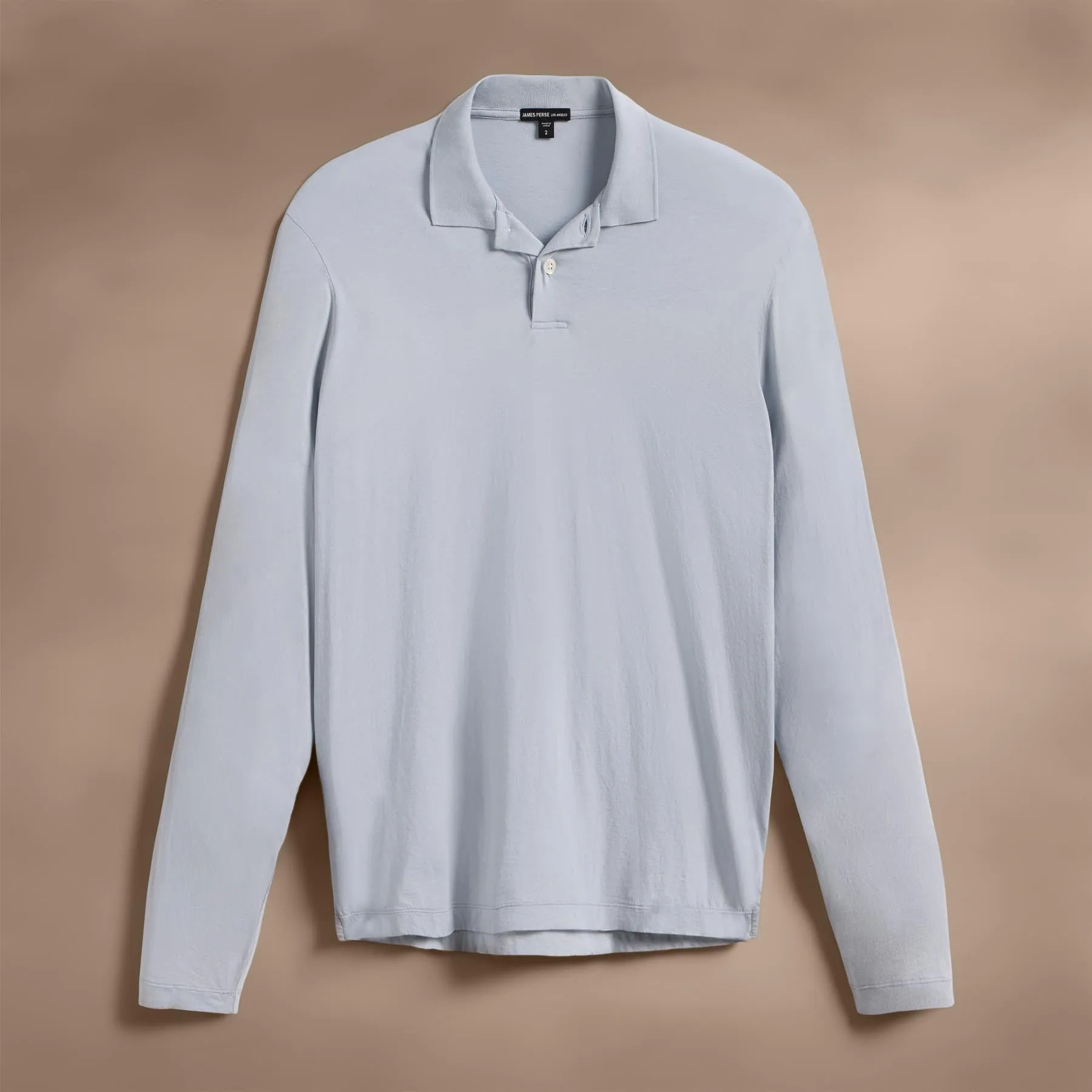 Luxe Lotus Jersey Long Sleeve Polo - Grey Glacier sold by James Perse