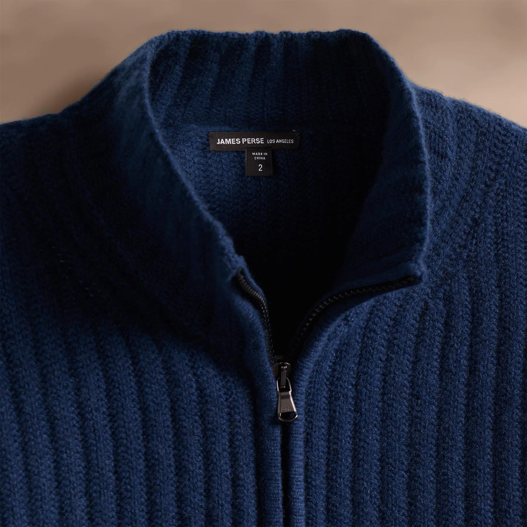 Recycled Cashmere Ribbed Zip Up - Royal Blue sold by James Perse product image thumbnail 3