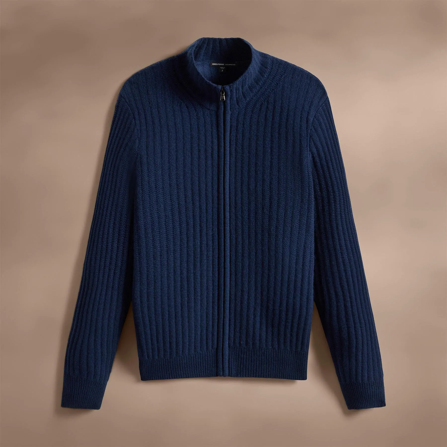 Recycled Cashmere Ribbed Zip Up - Royal Blue sold by James Perse