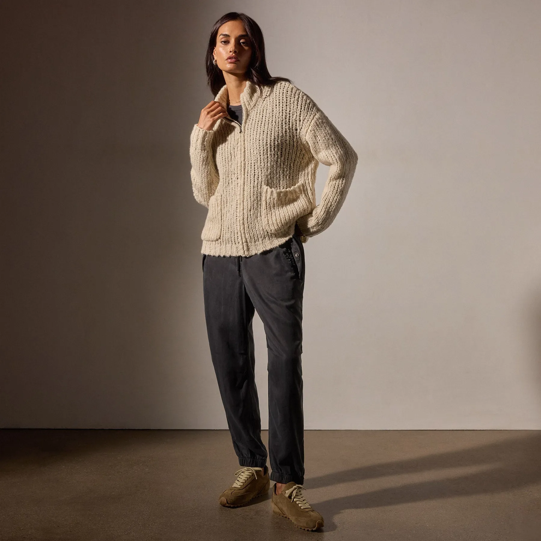 Cloud Knit Cardigan - Biscotti sold by James Perse product image thumbnail 3