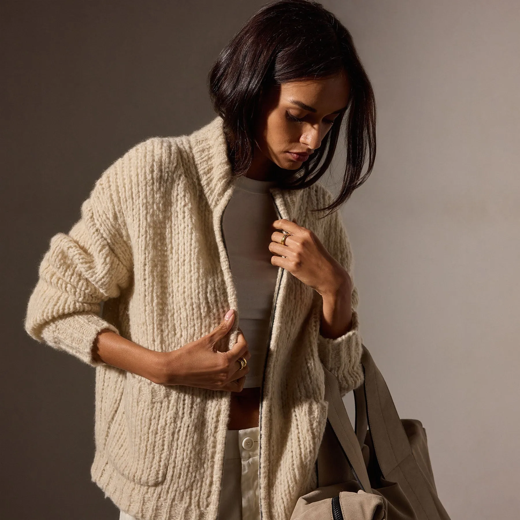 Cloud Knit Cardigan - Biscotti sold by James Perse