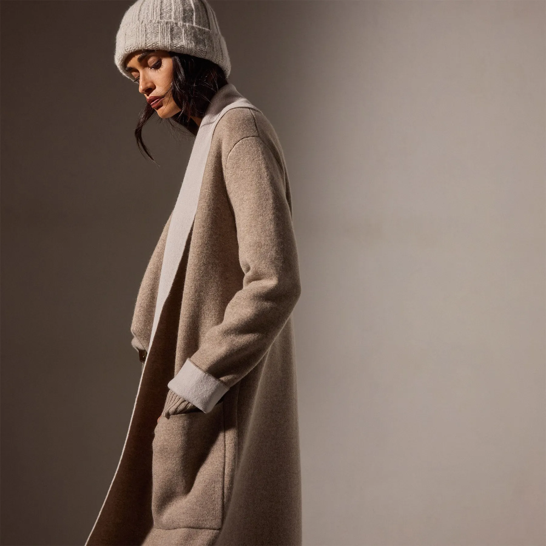 Cashmere Shawl Collar Coat - Coyote/Pearl sold by James Perse product image thumbnail 2