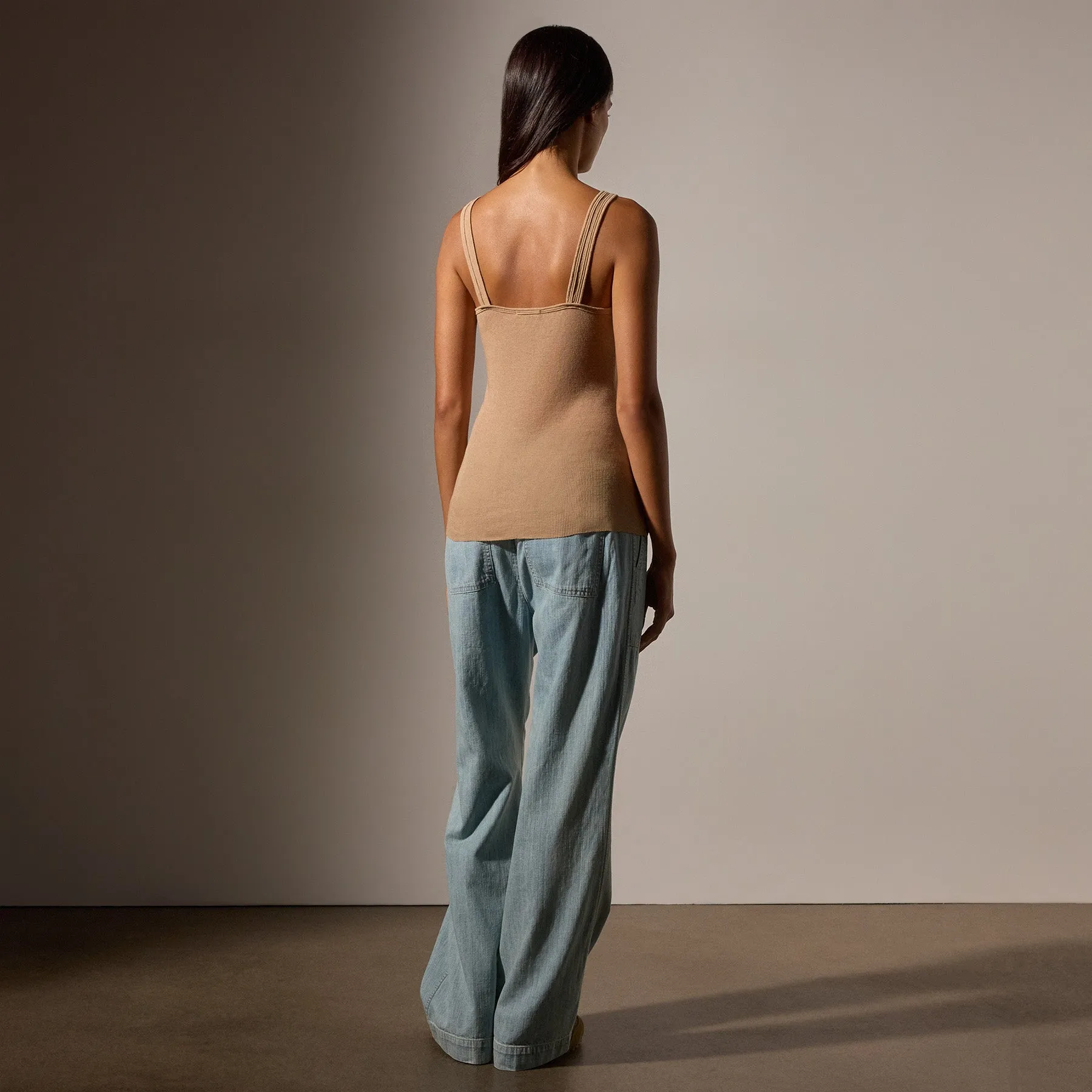 Cotton Cashmere Blend Ribbed Tank - Vicuna sold by James Perse product image thumbnail 4