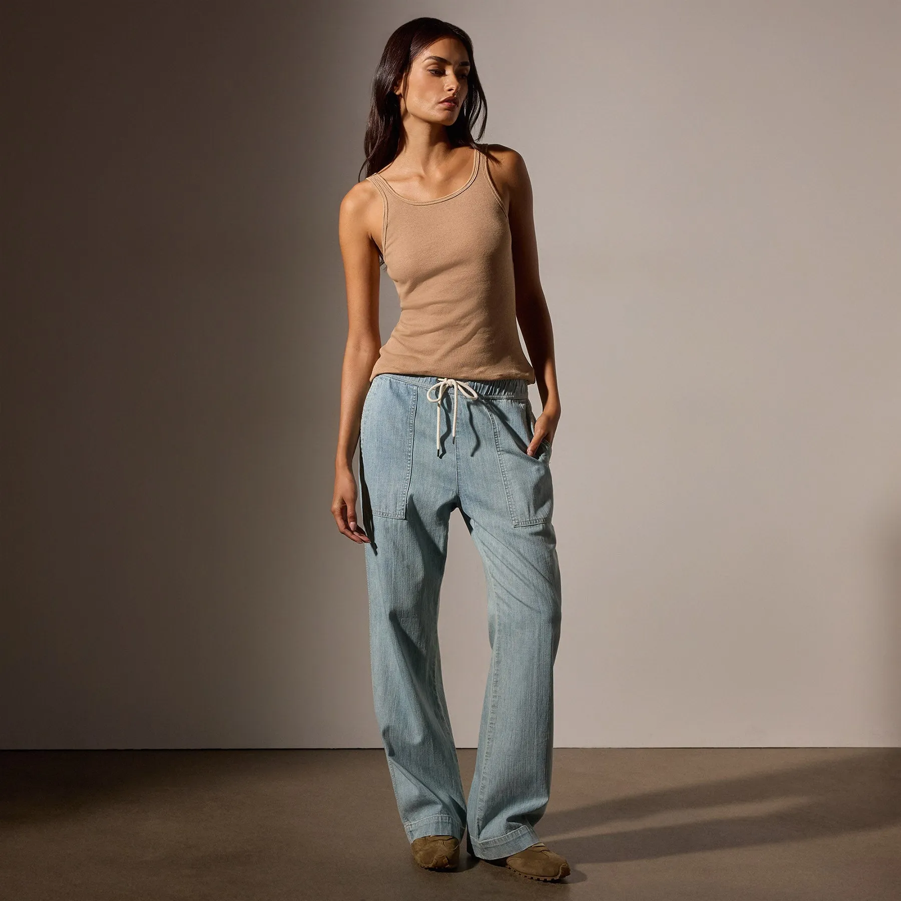 Cotton Cashmere Blend Ribbed Tank - Vicuna sold by James Perse product image thumbnail 3