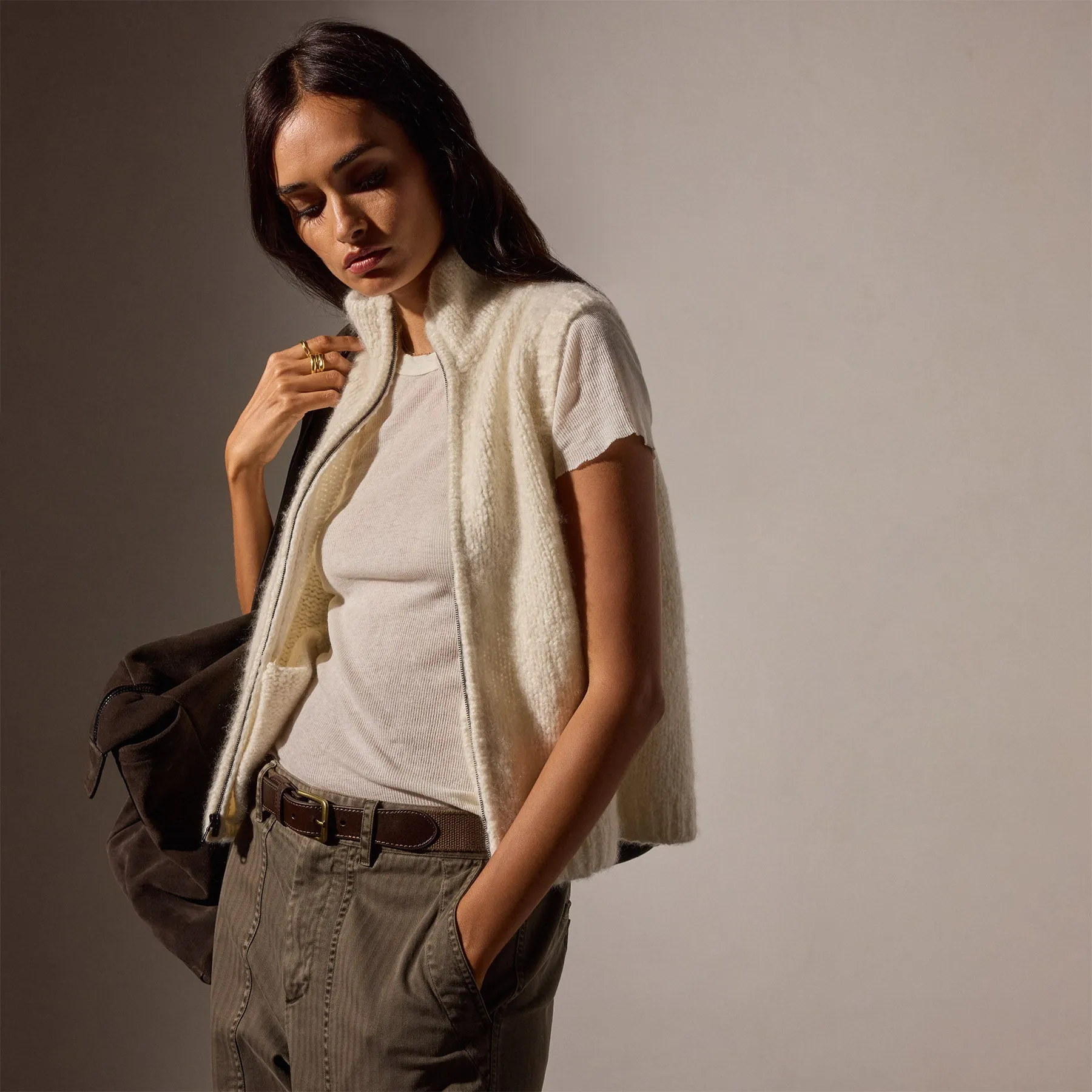 Cloud Knit Vest - Snow sold by James Perse