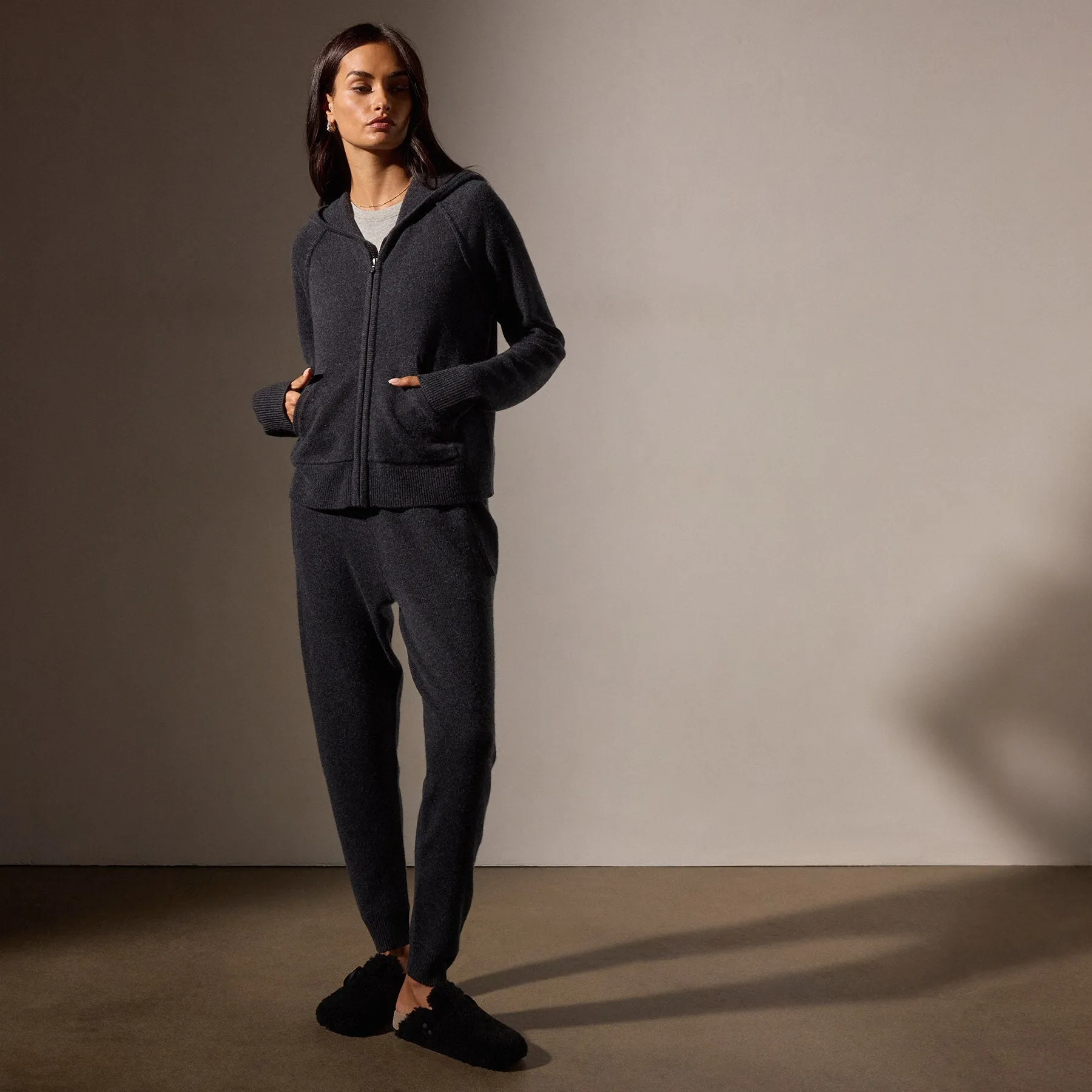Recycled Cashmere Track Jacket - Coal sold by James Perse product image thumbnail 3