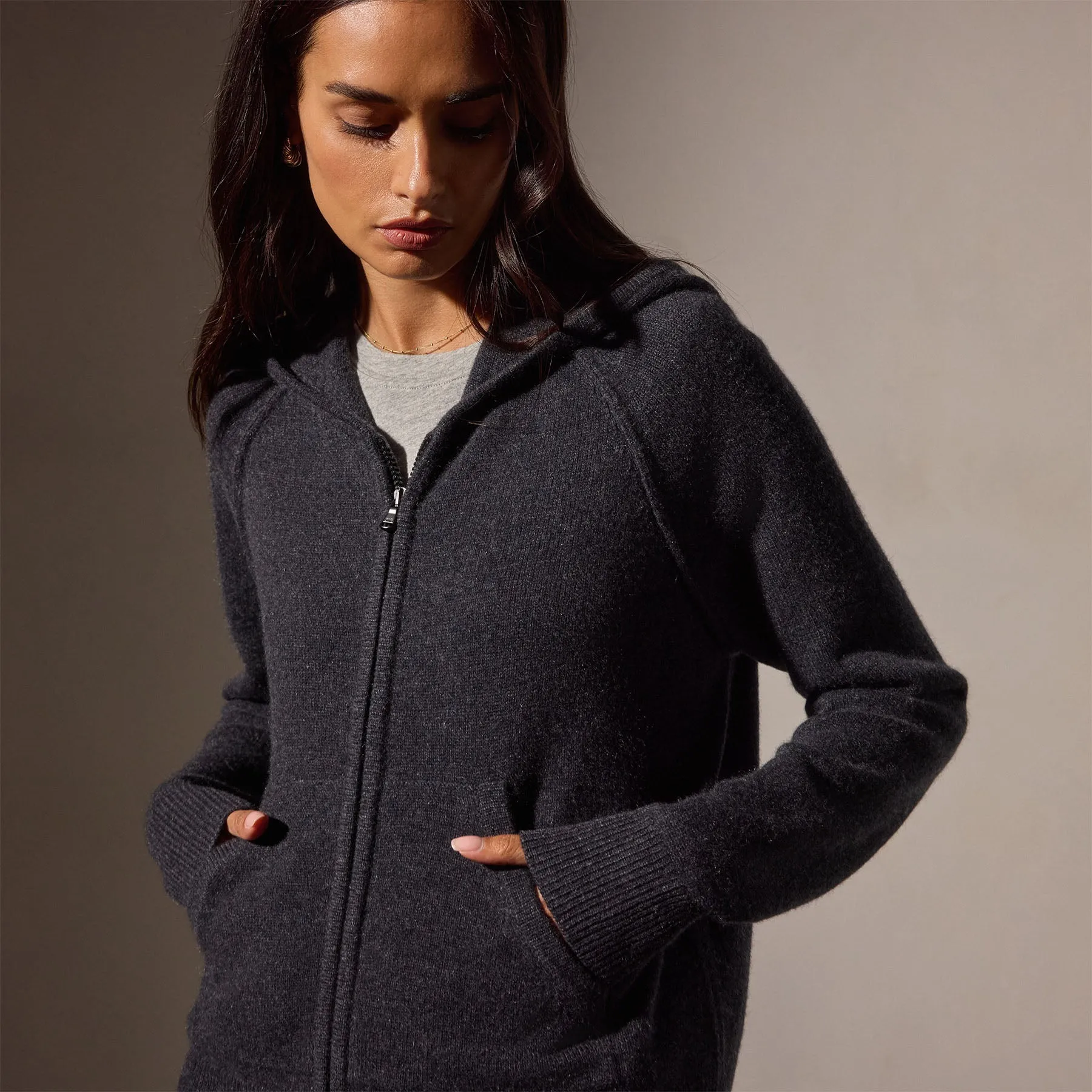 Recycled Cashmere Track Jacket - Coal sold by James Perse product image thumbnail 2