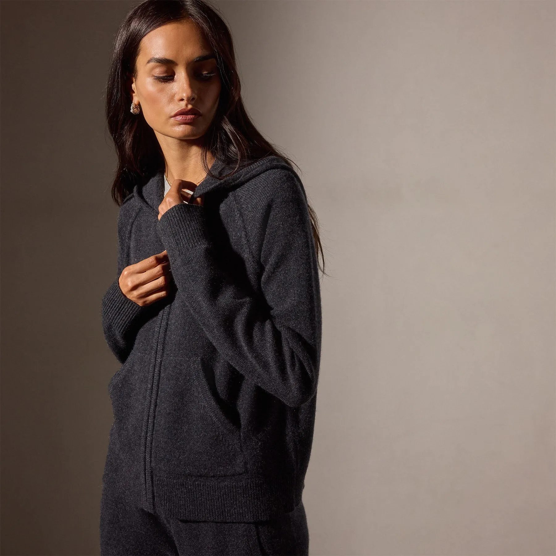 Recycled Cashmere Track Jacket - Coal sold by James Perse