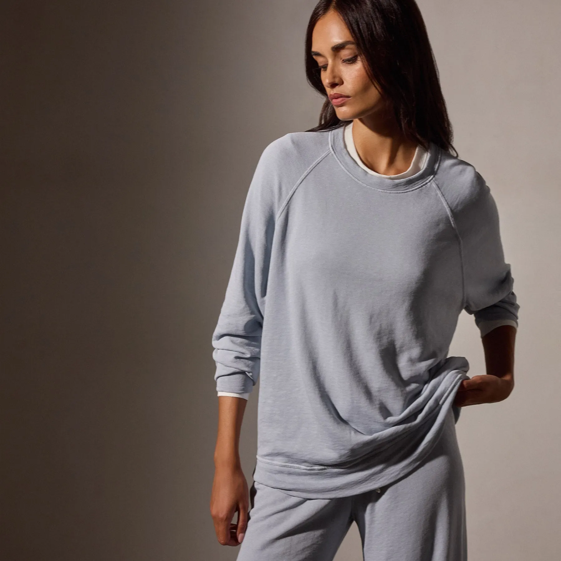 Vintage French Terry Relaxed Sweatshirt - Grey Glacier Pigment sold by James Perse