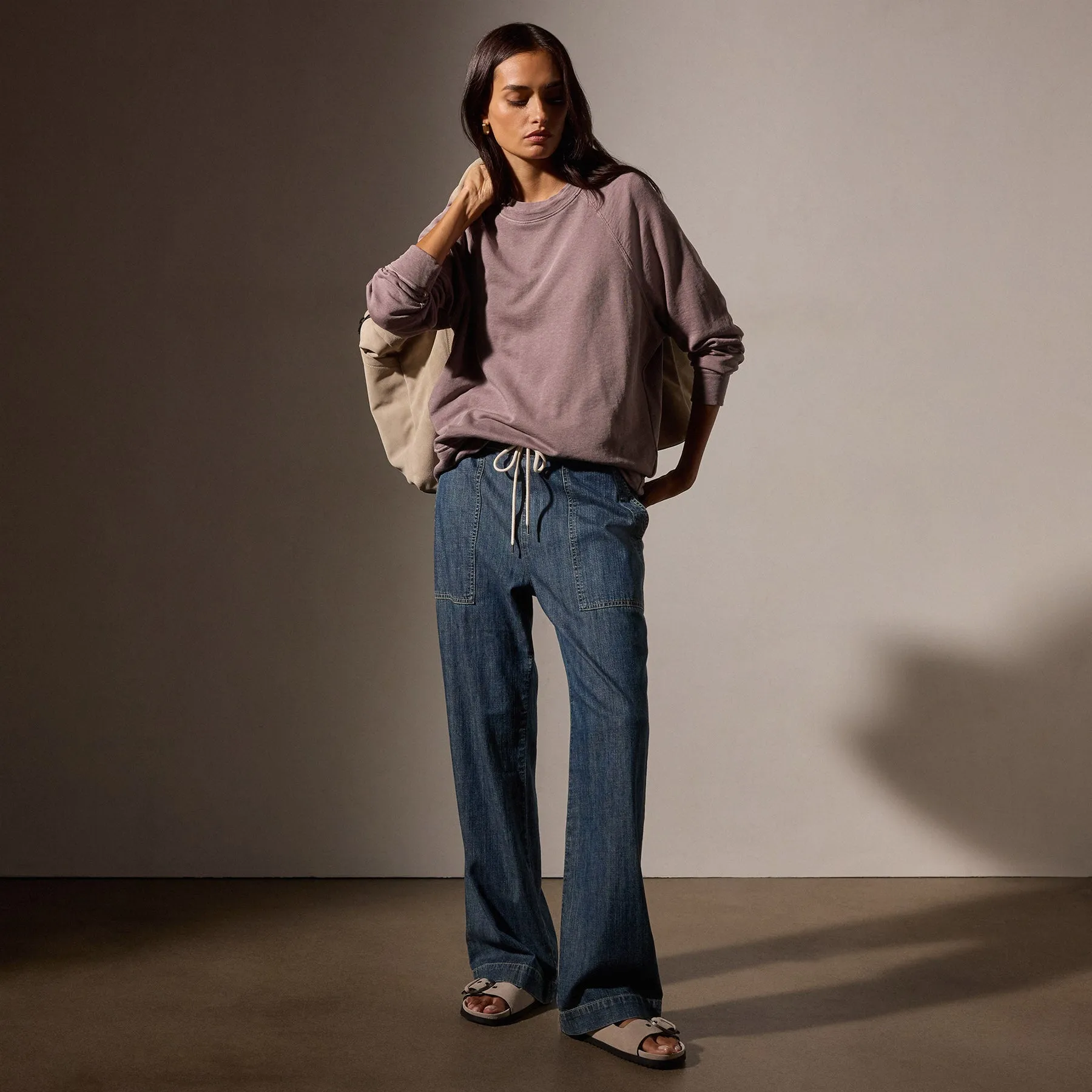 Vintage French Terry Relaxed Sweatshirt - Red Ash Pigment sold by James Perse product image thumbnail 2