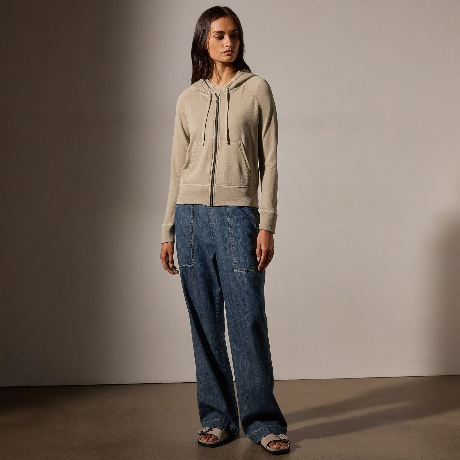 Vintage French Terry Zip Up Hoodie - Light Tan Pigment sold by James Perse product image thumbnail 3