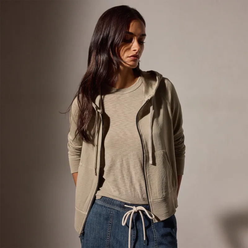 Vintage French Terry Zip Up Hoodie - Light Tan Pigment sold by James Perse