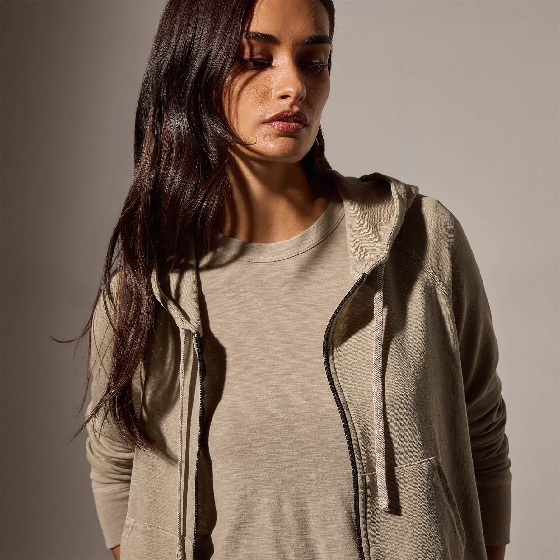 Vintage French Terry Zip Up Hoodie - Light Tan Pigment sold by James Perse product image thumbnail 2