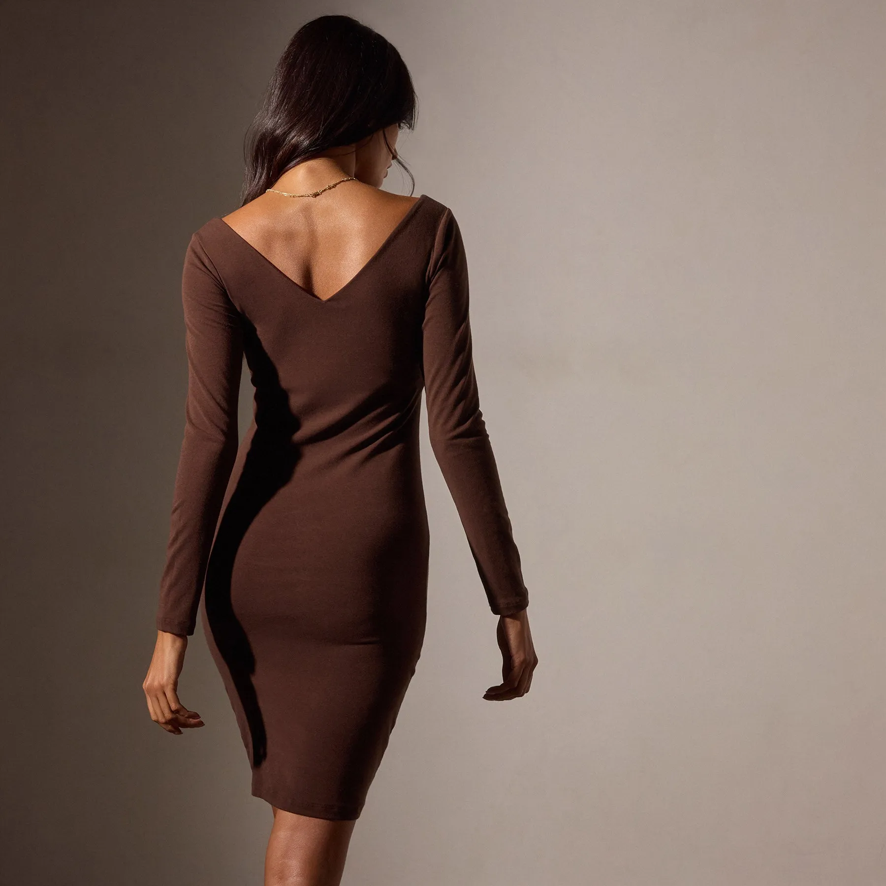 Stretch Lotus Ribbed Dress - Americano sold by James Perse product image thumbnail 2