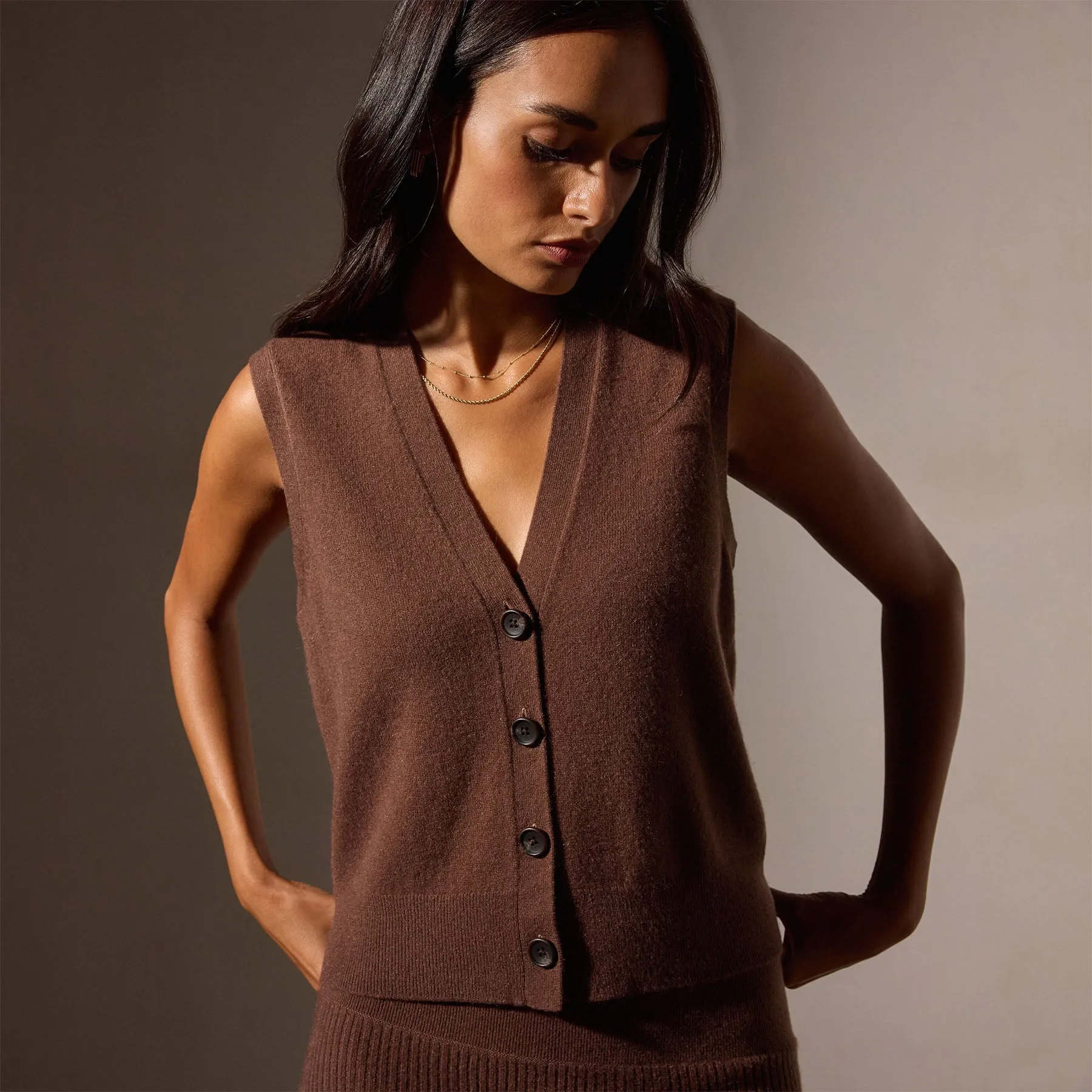 Cashmere Vest - Americano sold by James Perse