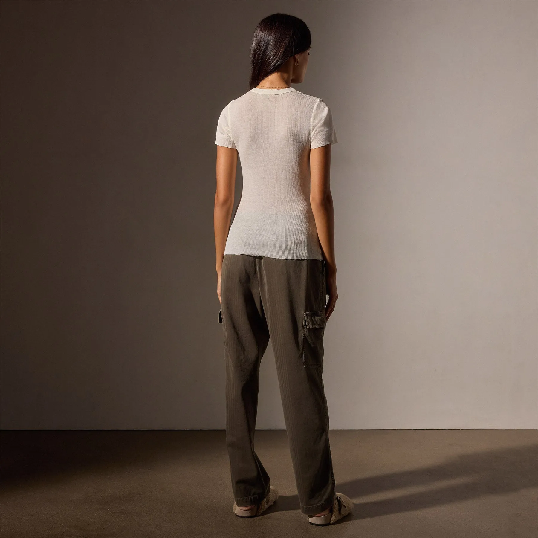 Cotton Cashmere Blend Ribbed Crew - Ivory sold by James Perse product image thumbnail 4