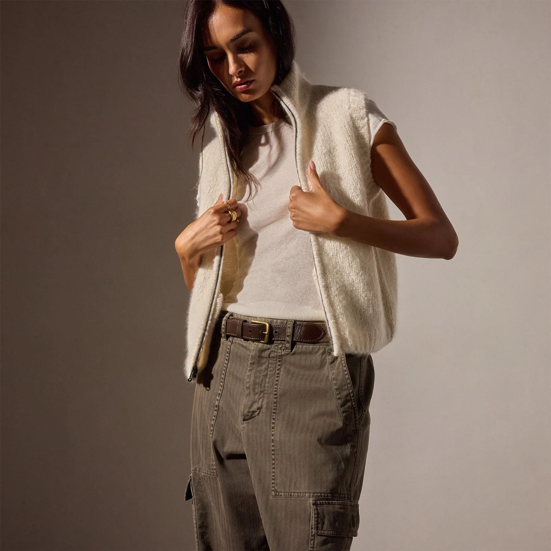 Cotton Cashmere Blend Ribbed Crew - Ivory sold by James Perse product image thumbnail 2