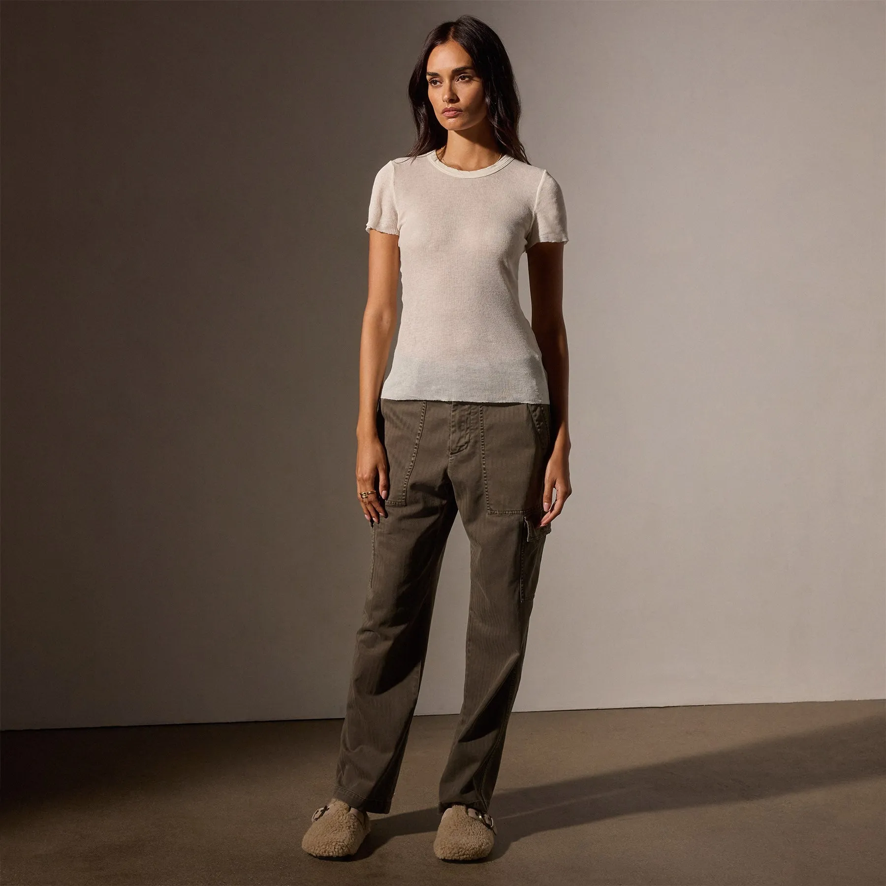 Cotton Cashmere Blend Ribbed Crew - Ivory sold by James Perse product image thumbnail 3