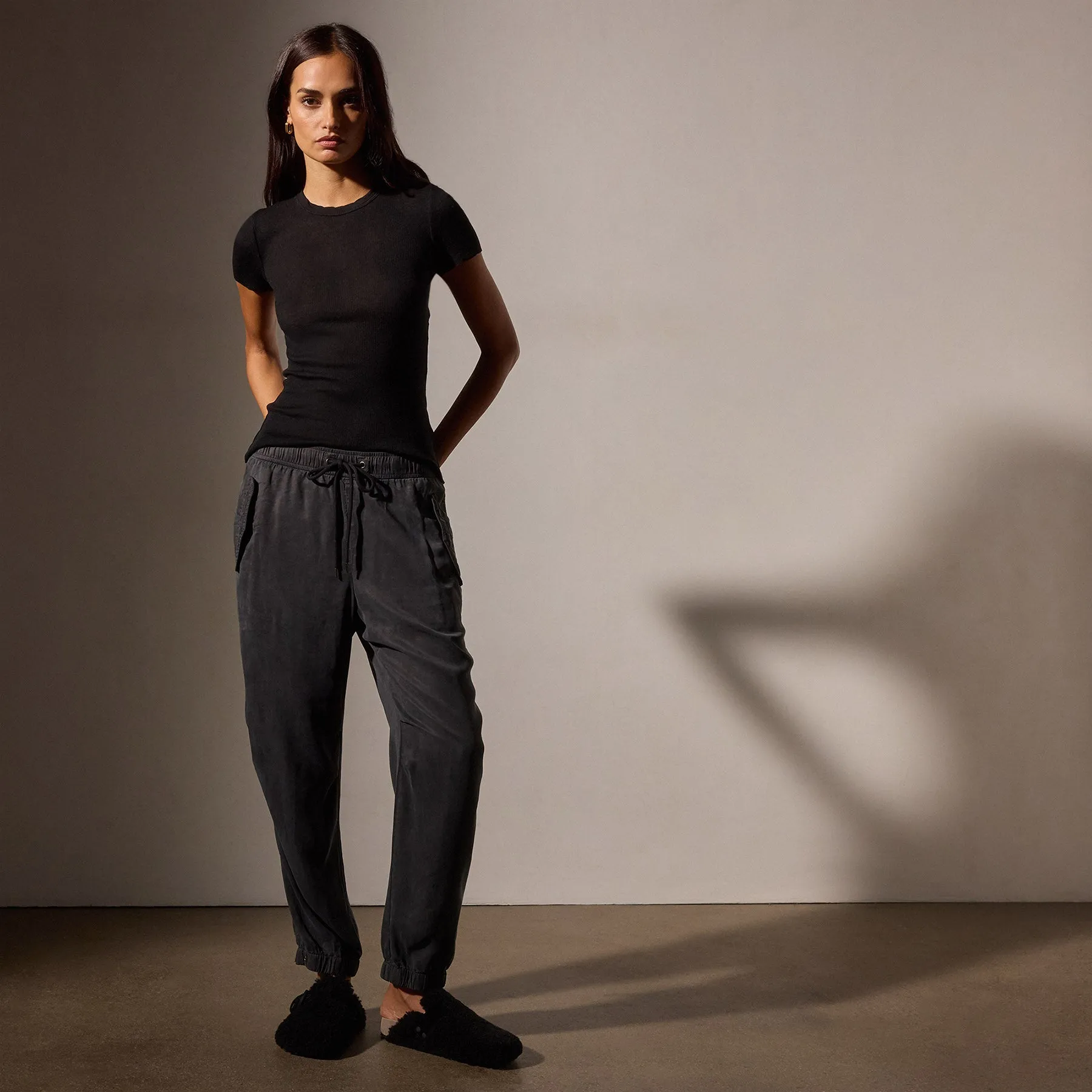 Cotton Cashmere Blend Ribbed Crew - Black sold by James Perse product image thumbnail 3