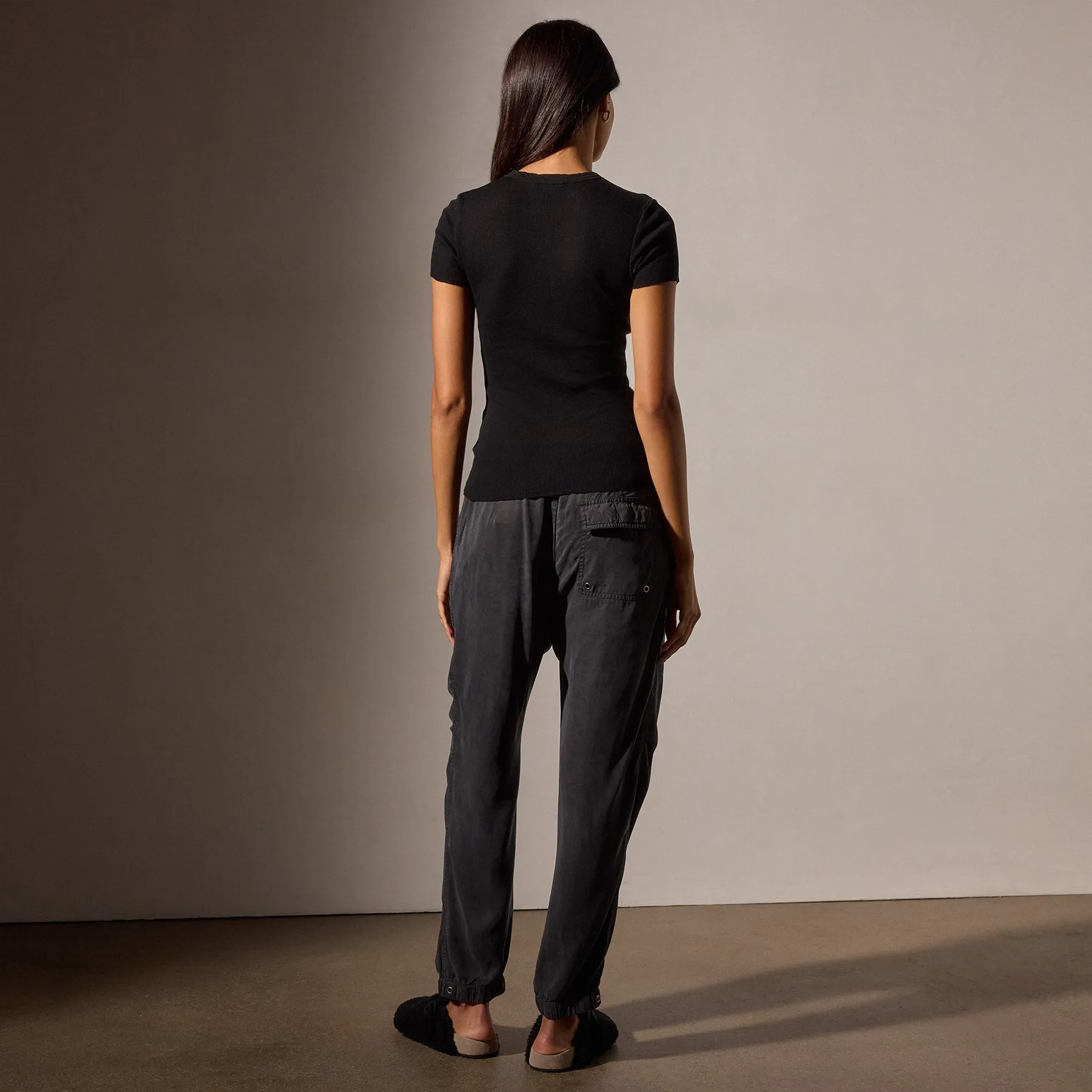 Cotton Cashmere Blend Ribbed Crew - Black sold by James Perse product image thumbnail 4