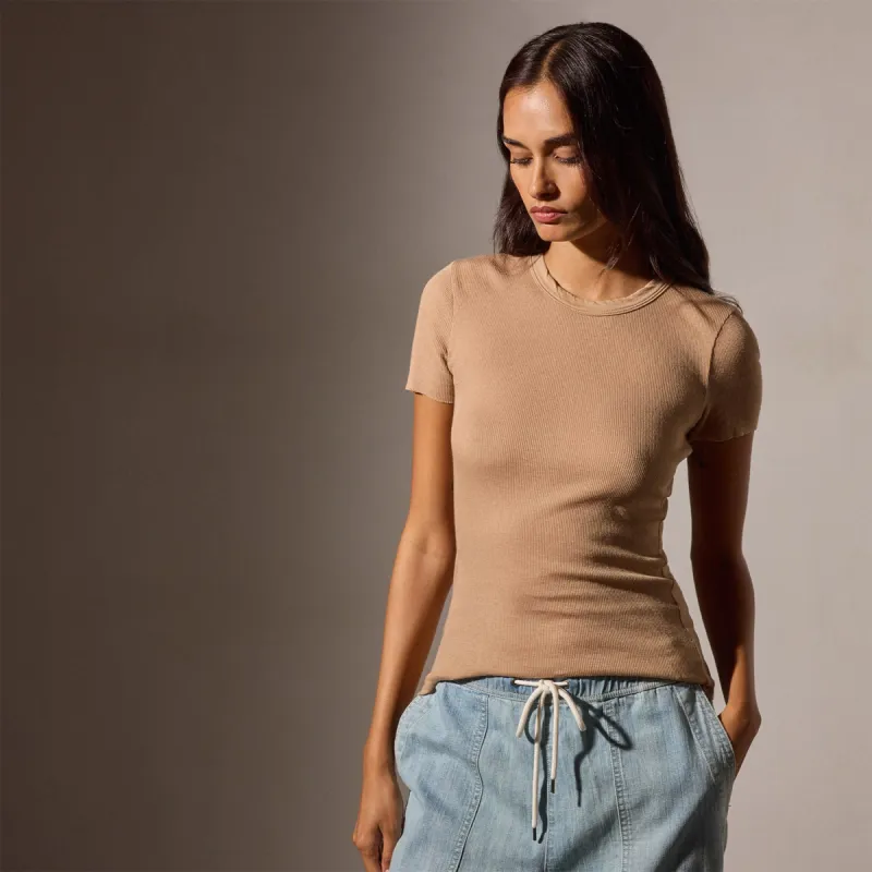 Cotton Cashmere Blend Ribbed Crew - Vicuna sold by James Perse