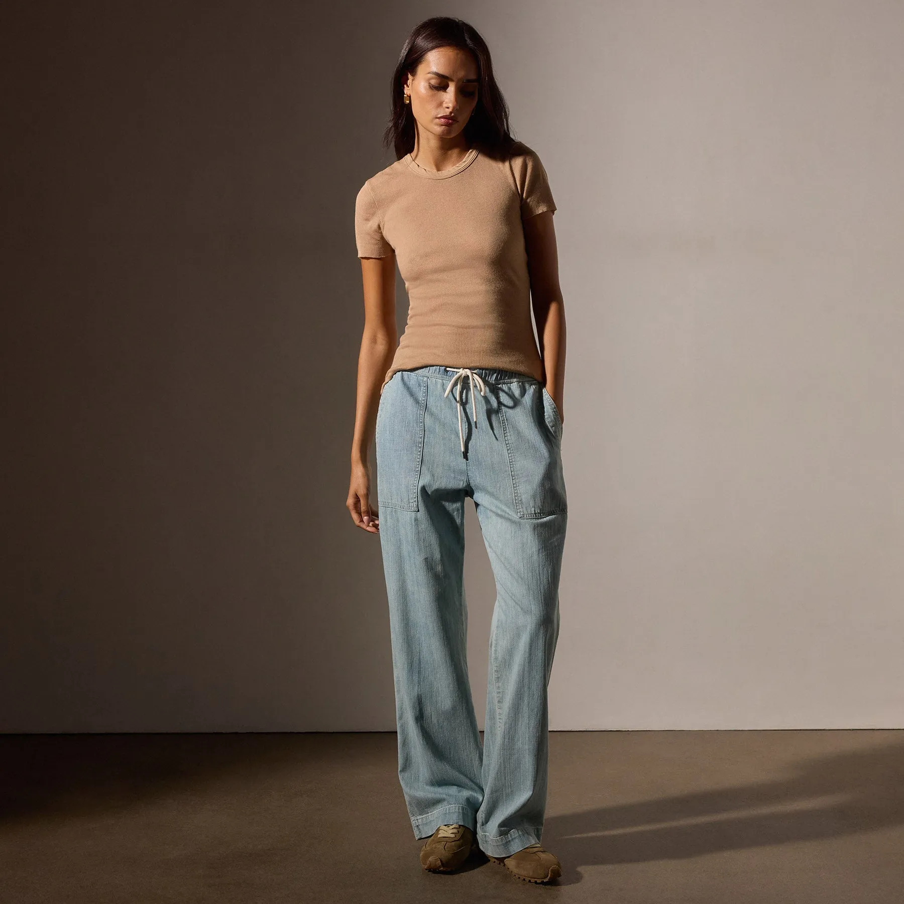 Cotton Cashmere Blend Ribbed Crew - Vicuna sold by James Perse product image thumbnail 3