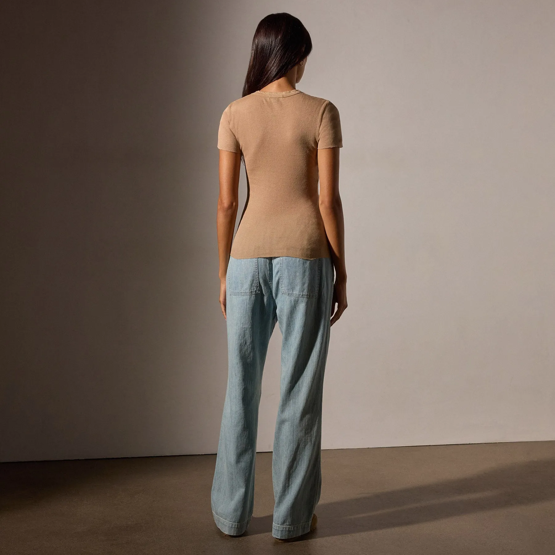Cotton Cashmere Blend Ribbed Crew - Vicuna sold by James Perse product image thumbnail 4